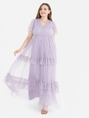 Anaya With Love Recycled Dusty Lilac Ruffle Maxi Dress with Keyhole Detail - PLUS SIZE Wholesale Pack