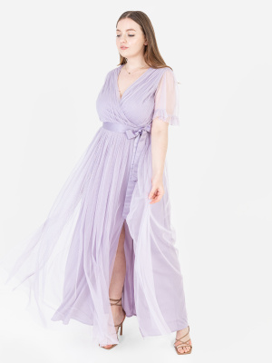 Anaya With Love Dusty Lilac Faux Wrap Maxi Dress with Sash Belt - PLUS SIZE Wholesale Pack