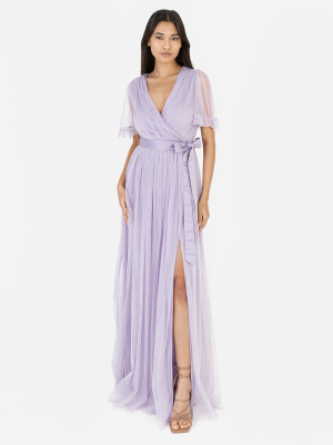 Anaya With Love Dusty Lilac Faux Wrap Maxi Dress with Sash Belt - STRAIGHT SIZE Wholesale Pack