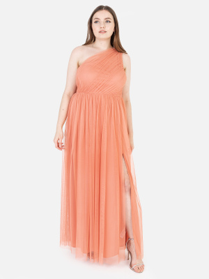 Anaya With Love Recycled Coral One Shoulder Maxi Dress - PLUS SIZE Wholesale Pack