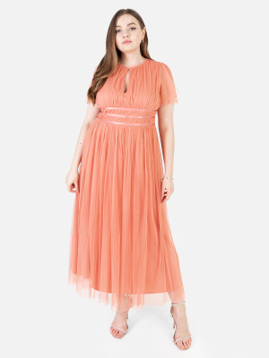 Anaya With Love Recycled Coral Midaxi Dress With Keyhole Detail - PLUS SIZE Wholesale Pack