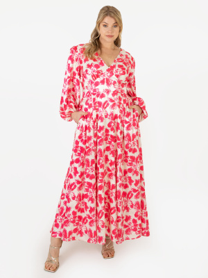 Lovedrobe Luxe Long Sleeve Pink Floral Maxi Dress - Wholesale Pack