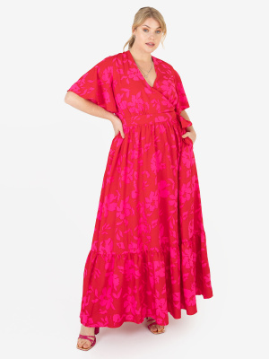 Lovedrobe Luxe Red & Pink Floral Faux Wrap Dress - Wholesale Pack