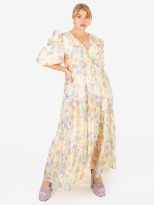 Lovedrobe Luxe Pleated Yellow Floral Midaxi Dress - Wholesale Pack