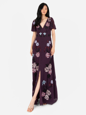 Maya Embellished Flutter Sleeve Maxi Tea Dress - STRAIGHT SIZE Wholesale Pack