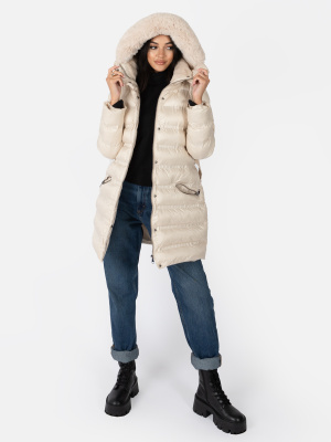 Lovedrobe Stone Belted Puffer Coat with Removable Faux Fur Hood - STRAIGHT SIZE Wholesale Pack