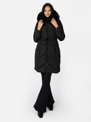 Lovedrobe Black Chevron Hooded Puffer Coat - STRAIGHT SIZE Wholesale Pack