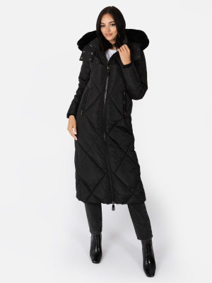 Lovedrobe Black Longline Coat with Removable Faux Fur Hood - STRAIGHT SIZE Wholesale Pack