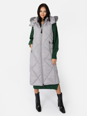 Lovedrobe Longline Grey Diamond Quilted Gilet - STRAIGHT SIZE Wholesale Pack