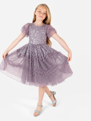Mini Maya Moody Lilac Fully Embellished Midi Dress - Wholesale Pack