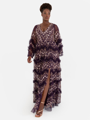 Maya Purple Fully Embellished Maxi Dress - PLUS SIZE Wholesale Pack