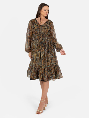 Lovedrobe Paisley Long Sleeve Midi Dress - STRAIGHT SIZE Wholesale Pack