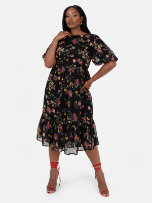 Lovedrobe Floral Print Short Sleeve Midi Dress - PLUS SIZE Wholesale Pack