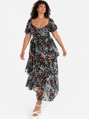 Lovedrobe Luxe Lace Floral Print Midaxi Dress - PLUS SIZE Wholesale Pack