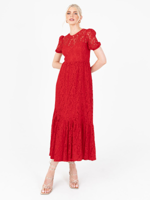 Lovedrobe Luxe Red Lace Tie-Back Midi Dress - STRAIGHT SIZE Wholesale Pack