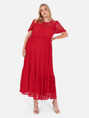 Lovedrobe Luxe Red Lace Tie-Back Midi Dress - PLUS SIZE Wholesale Pack