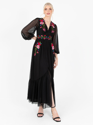 Lovedrobe Luxe Black Floral Embroidered Maxi Dress - STRAIGHT SIZE Wholesale Pack