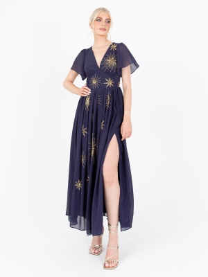 Lovedrobe Luxe Blue Star Embellished Maxi Dress - STRAIGHT SIZE Wholesale Pack