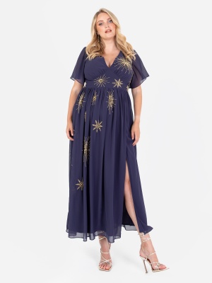 Lovedrobe Luxe Blue Star Embellished Maxi Dress - PLUS SIZE Wholesale Pack