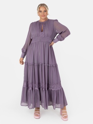 Anaya With Love Recycled Dusty Lavender Lace Detail Maxi Dress - PLUS SIZE Wholesale Pack