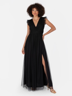 Anaya With Love Recycled Black Deep V-Neck Maxi Dress - STRAIGHT SIZE Wholesale Pack