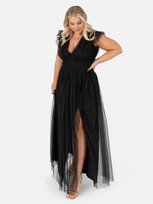 Anaya With Love Recycled Black Deep V-Neck Maxi Dress - PLUS SIZE Wholesale Pack