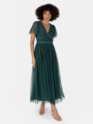 Anaya With Love Recycled Emerald Green Ribbon Detail Midi Dress - STRAIGHT SIZE Wholesale Pack