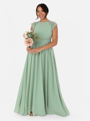 Maya Green Chiffon & Lace Maxi Dress - STRAIGHT SIZE Wholesale Pack