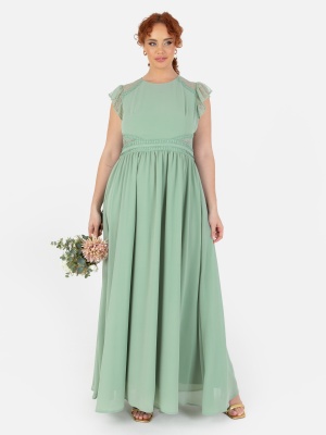 Maya Green Chiffon & Lace Maxi Dress - PLUS SIZE Wholesale Pack
