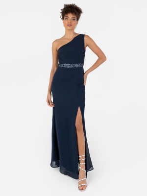Anaya with Love Recycled Navy One Shoulder Embellished Maxi Dress - Wholesale Pack