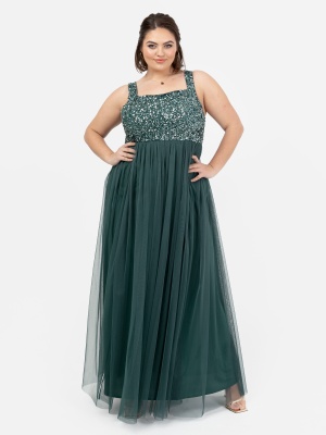 Maya Emerald Green Embellished Strappy Maxi Dress - PLUS SIZE Wholesale Pack