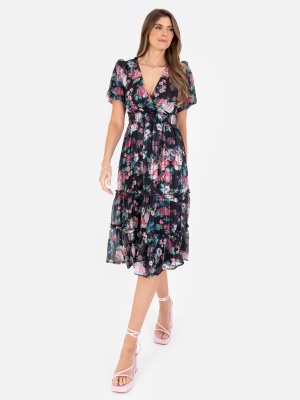 Lovedrobe Floral Faux Wrap & Shirred Waist Midi Dress - Wholesale Pack
