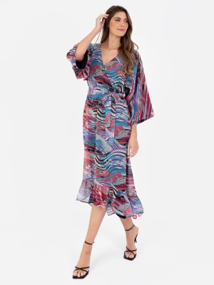 Lovedrobe Abstract Print High-Low Midi Dress - Wholesale Pack