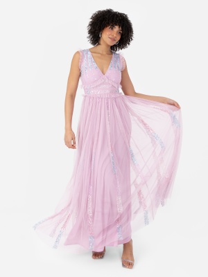 Maya Rainbow Embellished Sleeveless Maxi Dress - Wholesale Pack