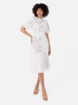 Maya Grey Embellished Midi Dress with Open Back - Wholesale Pack