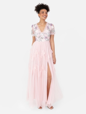 Maya Pink Embellished Maxi with Lace Trims - Wholesale Pack