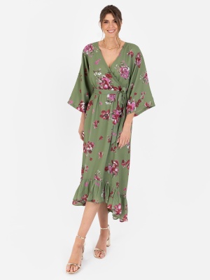 Lovedrobe Green Floral High-Low Midi Dress - Wholesale Pack