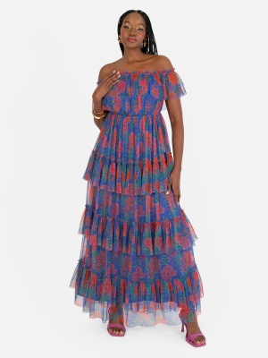 Anaya With Love Recycled Floral Bardot Maxi Dress