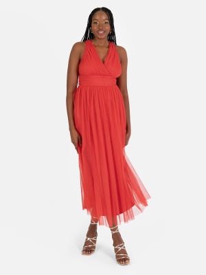 Anaya With Love Recycled Red Open Back Midi Dress