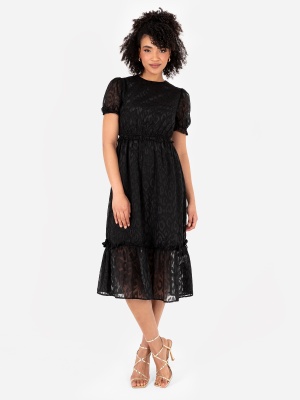 Lovedrobe Black Animal Pattern Midi Dress