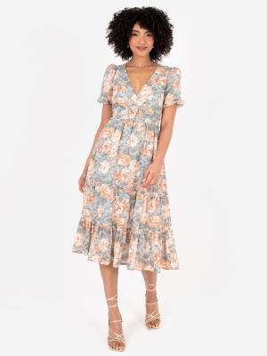 Lovedrobe Floral & Gold Accent Midi Dress - Wholesale Pack