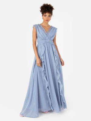 Anaya With Love Recycled Sleeveless Blue Waterfall Maxi Dress