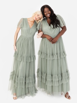 Anaya With Love Recycled Frosty Green Ruffle Maxi Dress