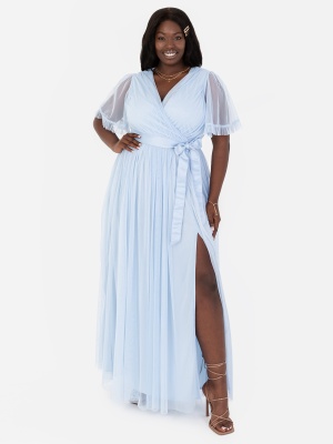 Anaya With Love Recycled Light Blue Faux Wrap Maxi Dress