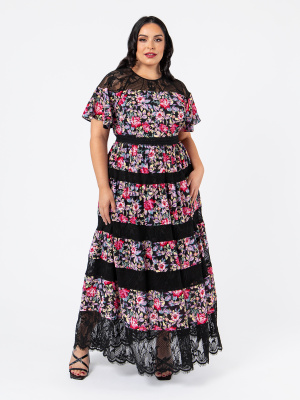Lovedrobe Luxe Floral and Lace Panelled Maxi Dress - Wholesale Pack