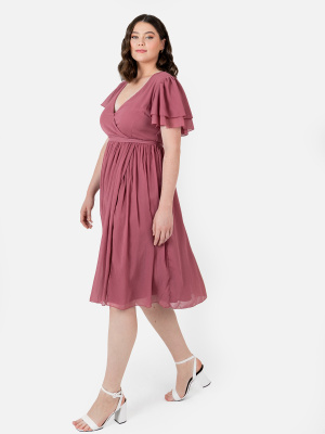 Anaya With Love Recycled Desert Rose Wrap Midi Wrap Dress with Sash Belt - PLUS SIZE Wholesale Pack