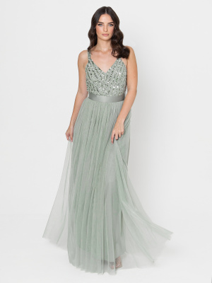 Maya Green Lily Sleeveless Stripe Embellished Maxi Dress - STRAIGHT SIZE Wholesale Pack
