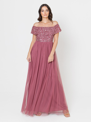 Maya Desert Rose Bardot Embellished Maxi Dress - STRAIGHT SIZE Wholesale Pack