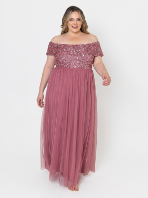 Maya Desert Rose Bardot Embellished Maxi Dress - PLUS SIZE Wholesale Pack