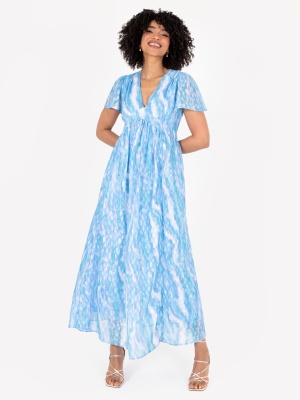 Lovedrobe Blue Textured Maxi Dress